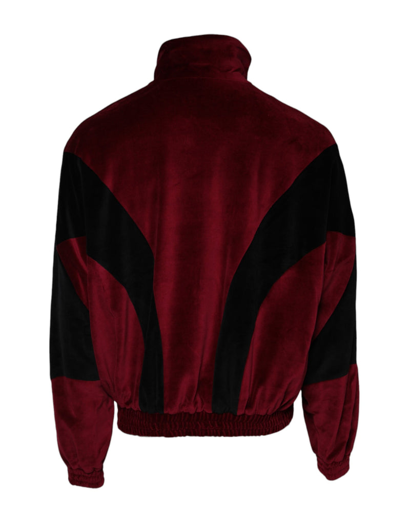 Chaqueta bomber de algodón roja y negra con logotipo de Dolce & Gabbana y cremallera completa