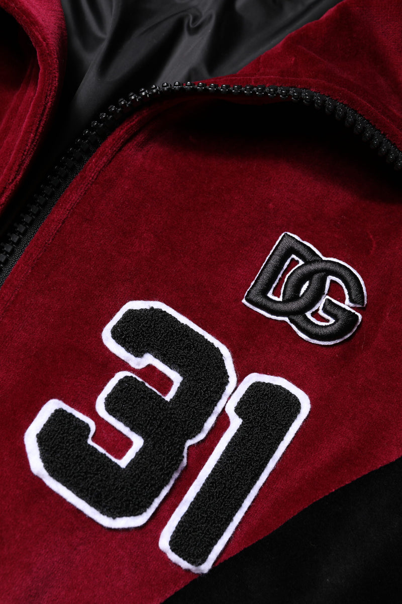 Chaqueta bomber de algodón roja y negra con logotipo de Dolce & Gabbana y cremallera completa