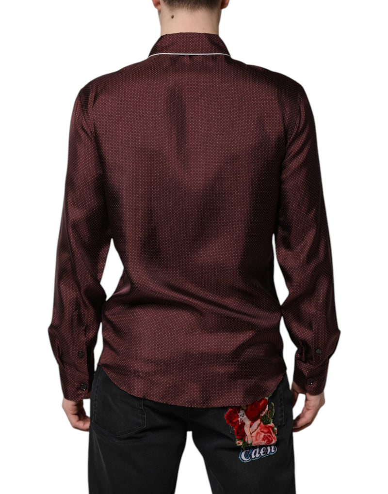 Camisa de seda burdeos de manga larga con lunares de Dolce & Gabbana