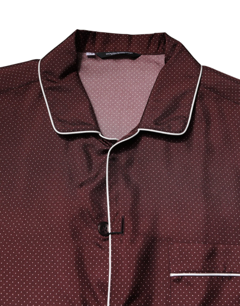 Camisa de seda burdeos de manga larga con lunares de Dolce & Gabbana