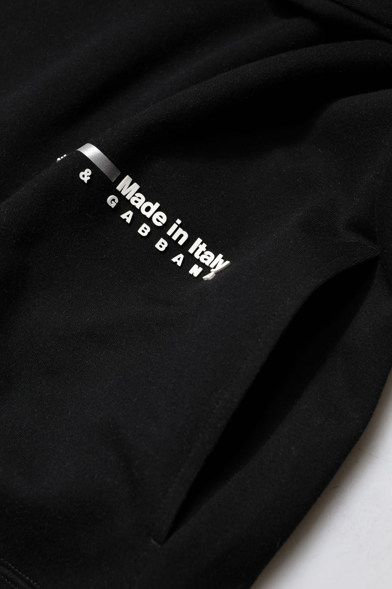 Dolce & Gabbana Black Cotton Logo Knitted Pullover Sweater