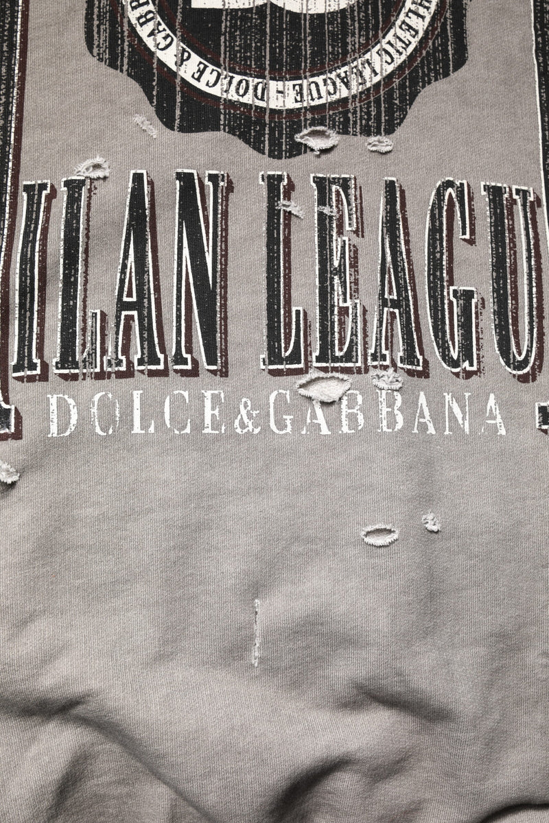 Suéter cinza de gola careca com estampa de logo Dolce & Gabbana