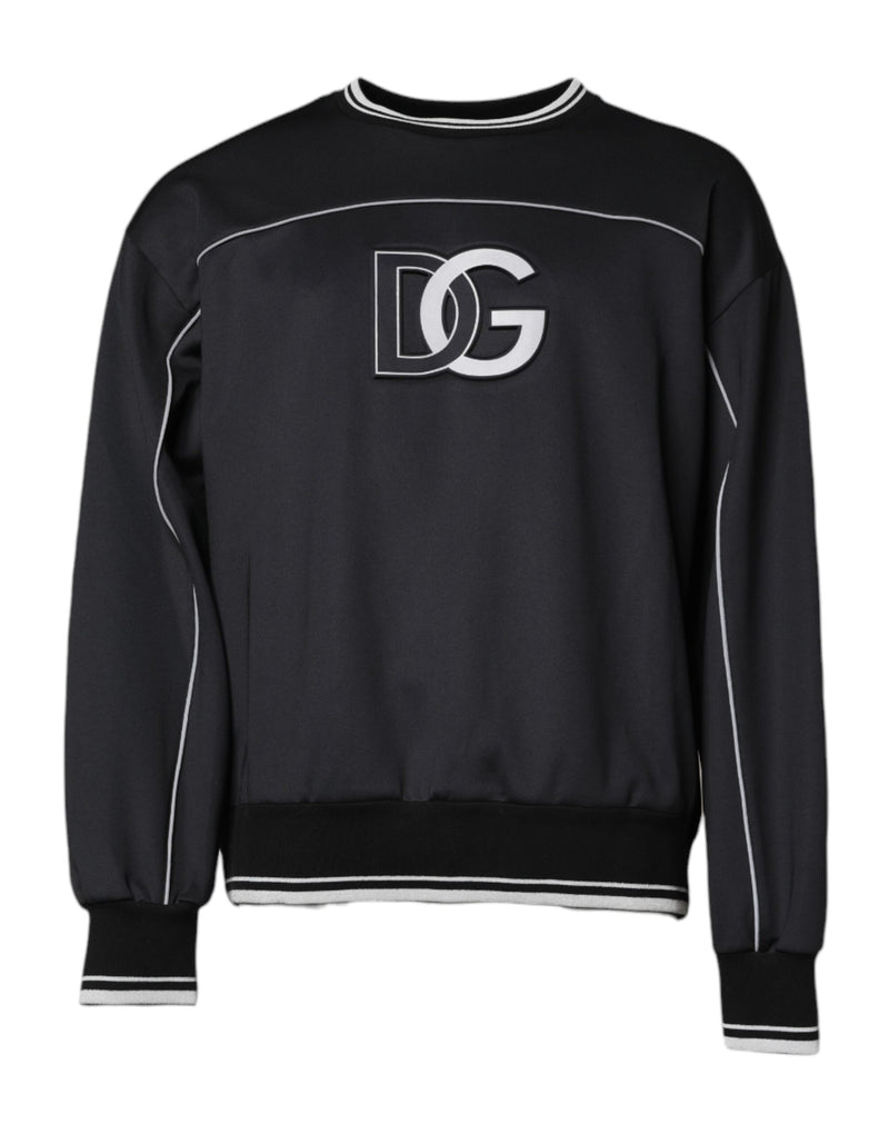Dolce & Gabbana Black Logo Polyester Crew Neck Men Pullover Sweater