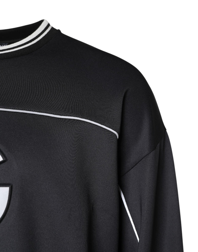 Dolce & Gabbana Black Logo Polyester Crew Neck Men Pullover Sweater