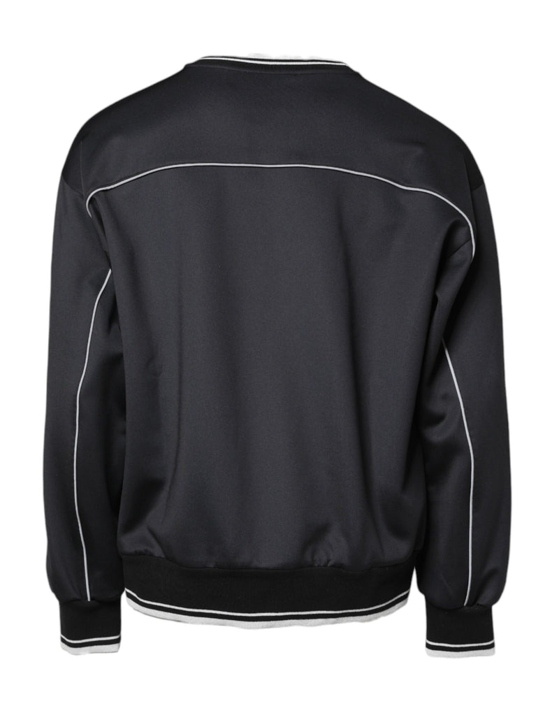 Dolce & Gabbana Black Logo Polyester Crew Neck Men Pullover Sweater