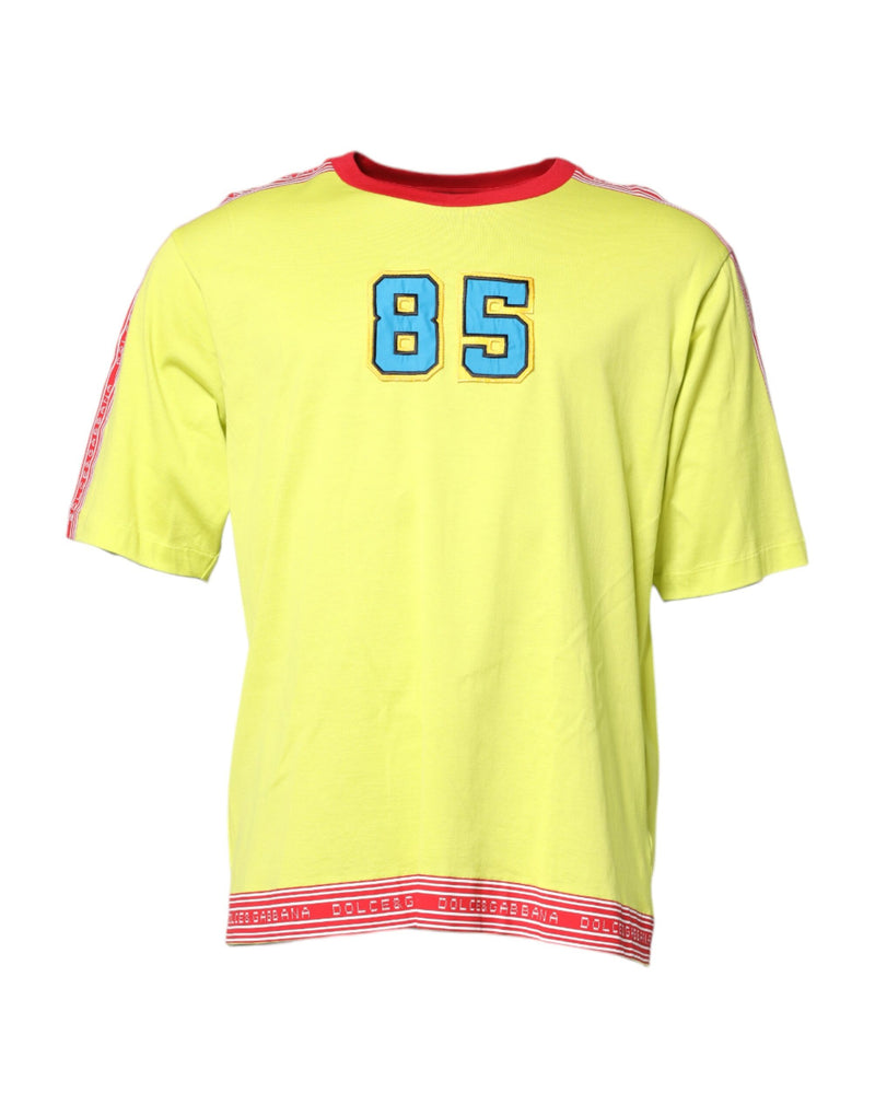 Camiseta verde de algodón con parche 85 y cuello redondo de Dolce & Gabbana