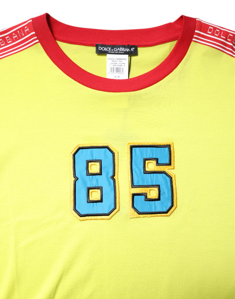 Camiseta verde de algodón con parche 85 y cuello redondo de Dolce & Gabbana