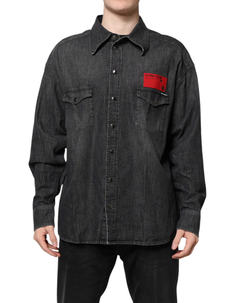 Camisa vaquera gris de manga larga con botones de Dolce & Gabbana