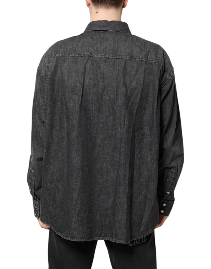 Camisa vaquera gris de manga larga con botones de Dolce & Gabbana