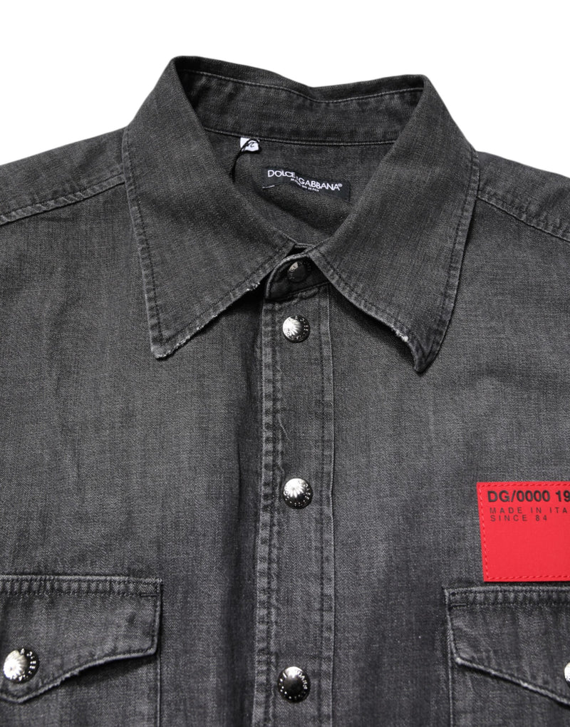 Camisa vaquera gris de manga larga con botones de Dolce & Gabbana