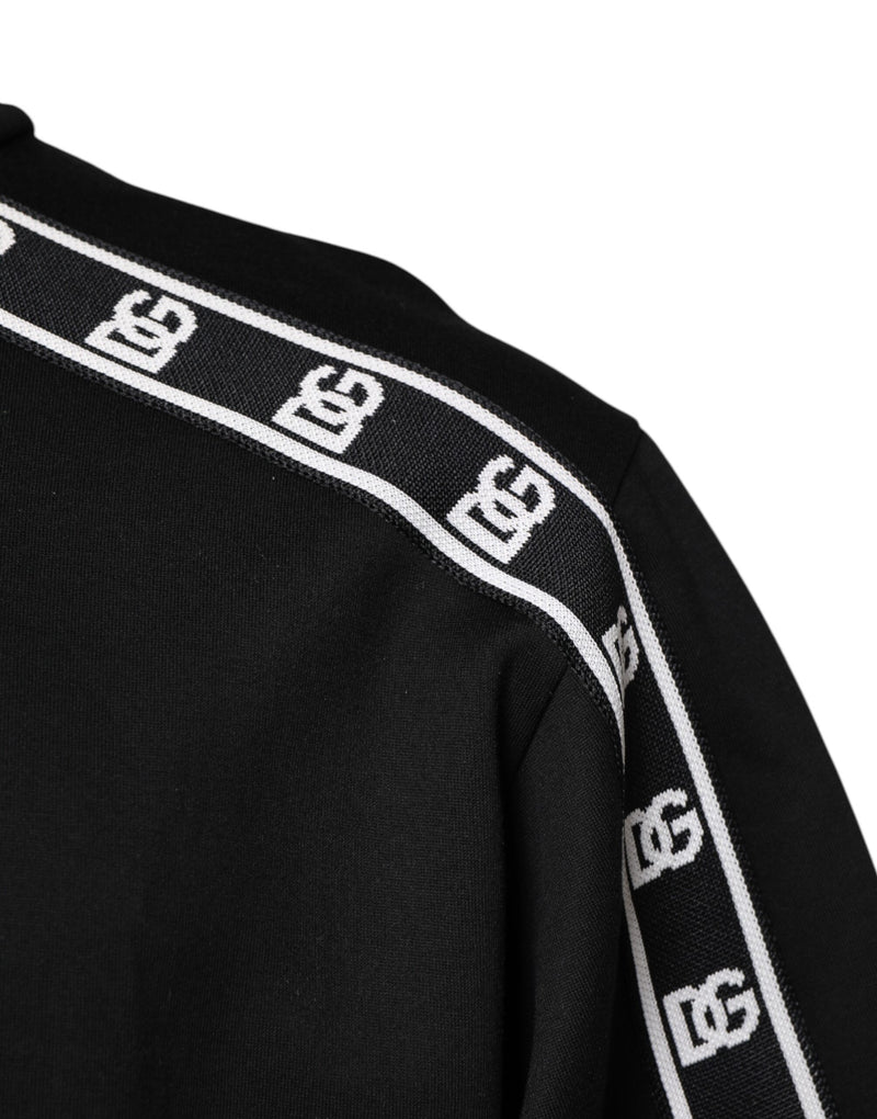Camiseta preta de algodão com estampa DG e gola alta Dolce & Gabbana