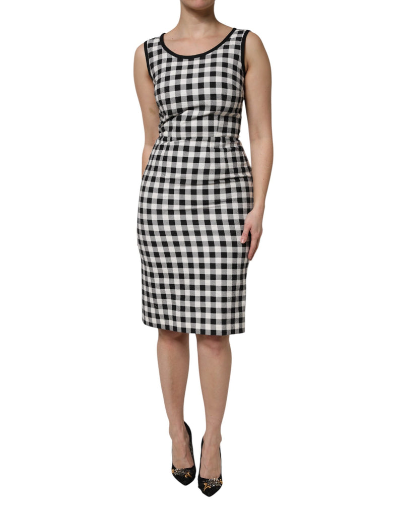 Vestido tubo sin mangas a cuadros blancos y negros de Dolce & Gabbana
