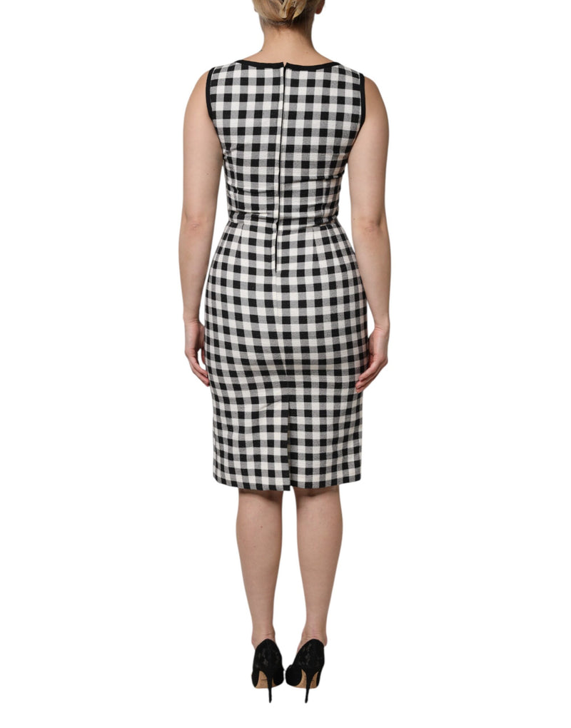 Vestido tubo sin mangas a cuadros blancos y negros de Dolce & Gabbana