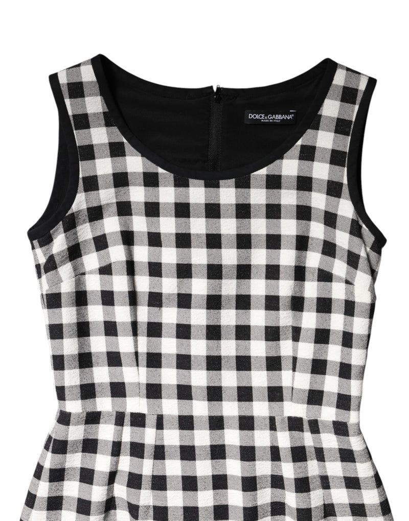 Vestido tubo sin mangas a cuadros blancos y negros de Dolce & Gabbana