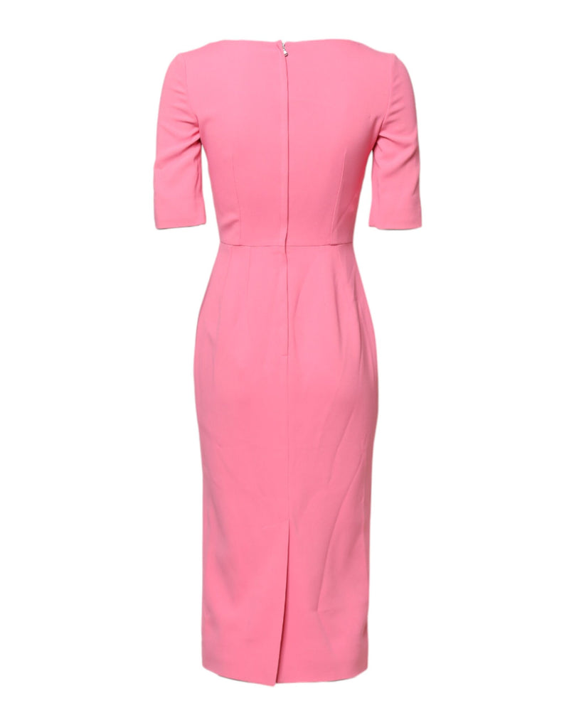 Robe fourreau midi rose à manches courtes en viscose Dolce & Gabbana