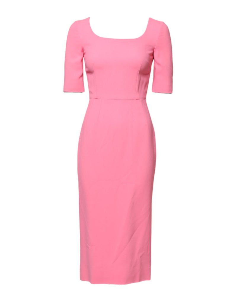 Robe fourreau midi rose à manches courtes en viscose Dolce & Gabbana
