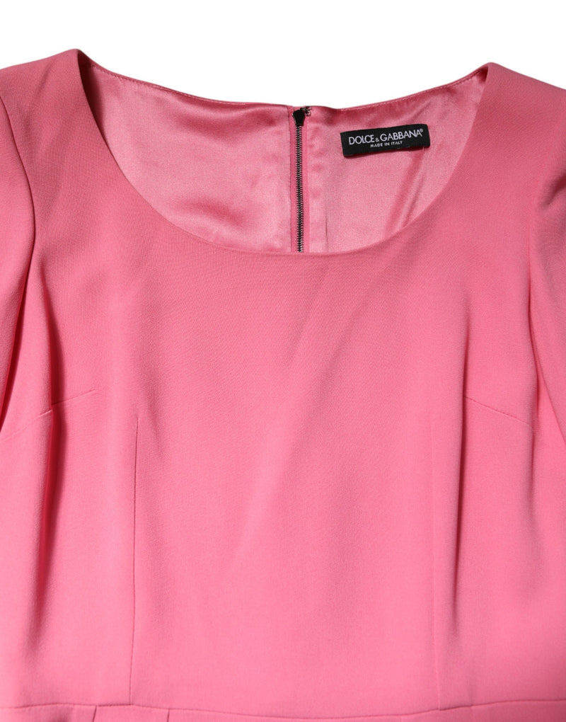 Robe fourreau midi rose à manches courtes en viscose Dolce & Gabbana