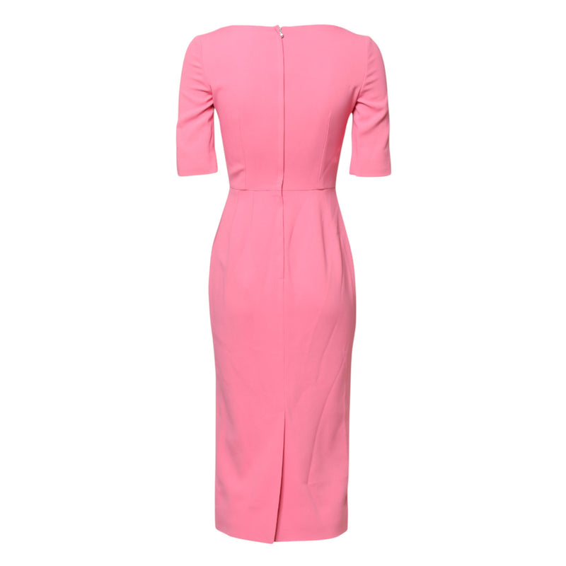 Robe fourreau midi rose à manches courtes en viscose Dolce & Gabbana