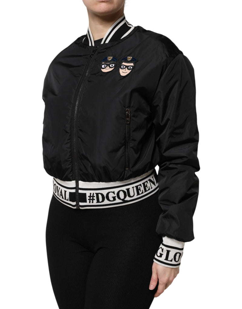 Chaqueta bomber negra de nailon con cremallera completa #DGFamily de Dolce & Gabbana