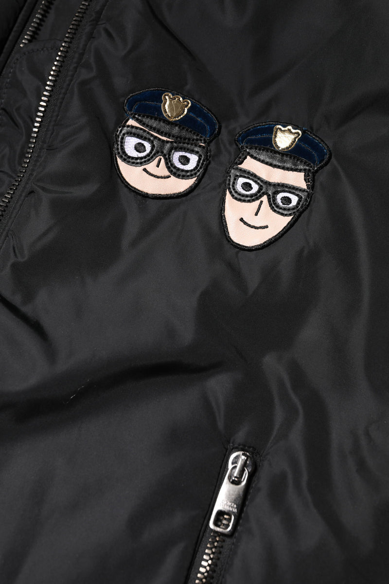 Chaqueta bomber negra de nailon con cremallera completa #DGFamily de Dolce & Gabbana