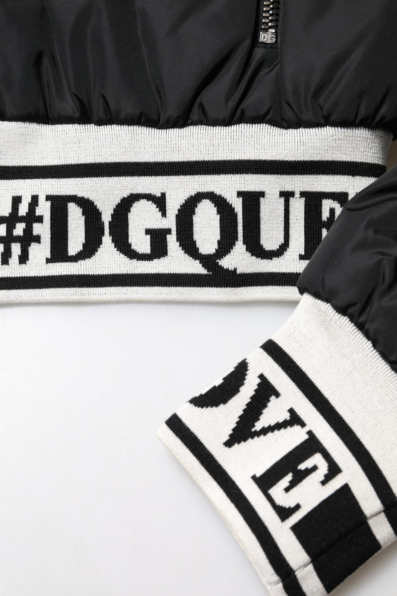 Chaqueta bomber negra de nailon con cremallera completa #DGFamily de Dolce & Gabbana