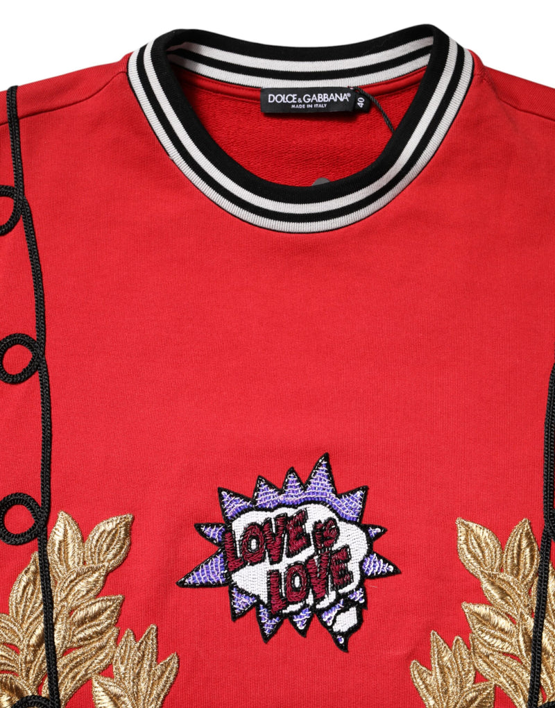 Suéter rojo de algodón con lentejuelas Queen de Dolce & Gabbana