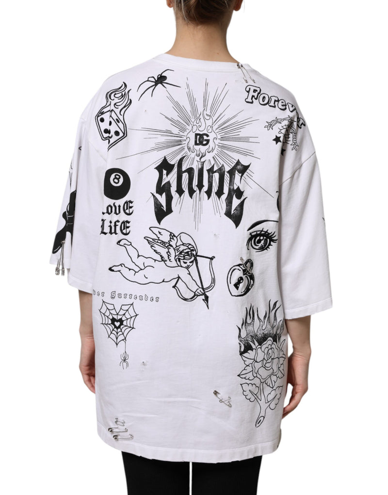 T-shirt blanc en coton avec imprimé DG BLESSED Dolce & Gabbana