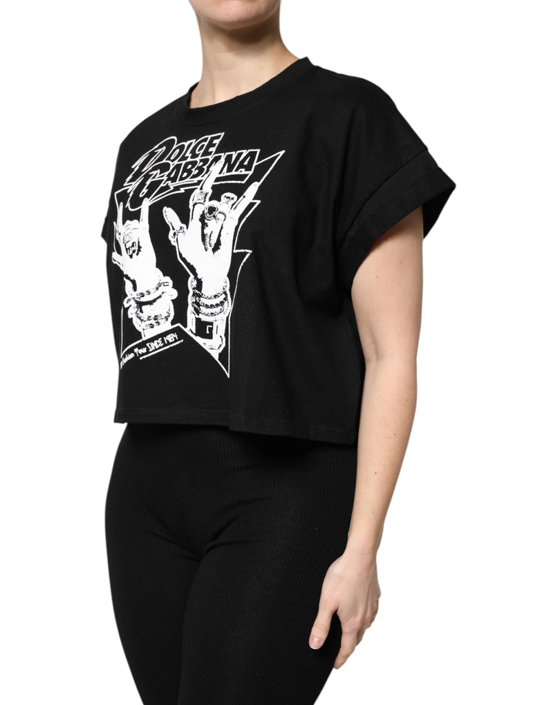 T-shirt Dolce & Gabbana noir en coton imprimé à manches courtes