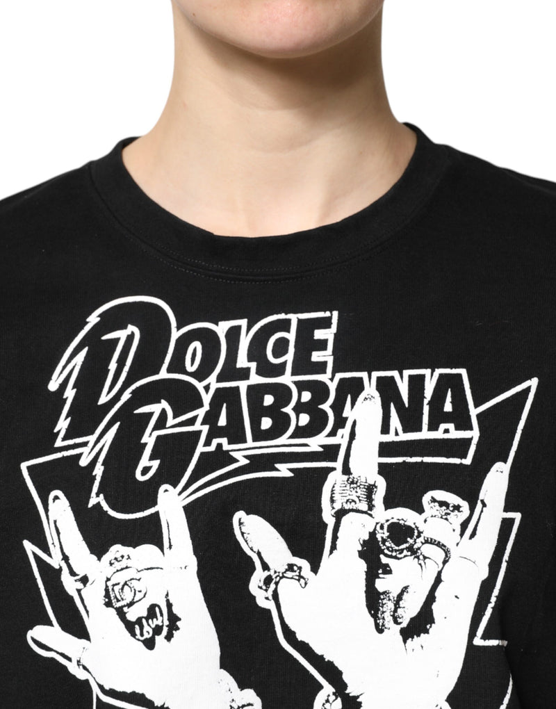 T-shirt Dolce & Gabbana noir en coton imprimé à manches courtes