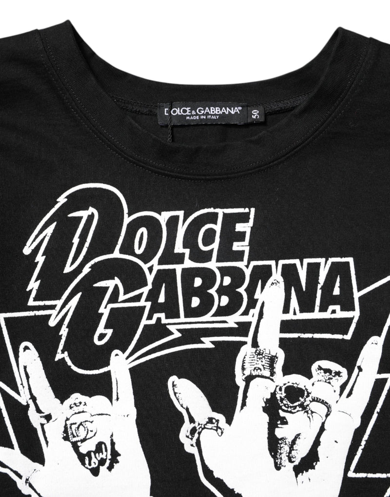 T-shirt Dolce & Gabbana noir en coton imprimé à manches courtes