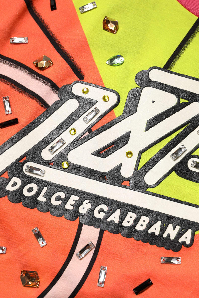 Top multicolorido Dolce & Gabbana com estampa e aplicações de cristais