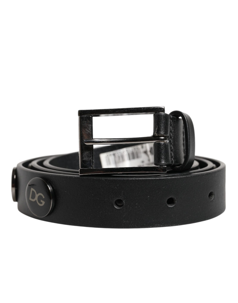 Cinto de couro de luxo preto Dolce & Gabbana com fivela e tachas DG