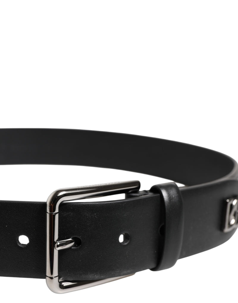 Ceinture Dolce & Gabbana en cuir de veau noir à boucle argentée ornée de clous