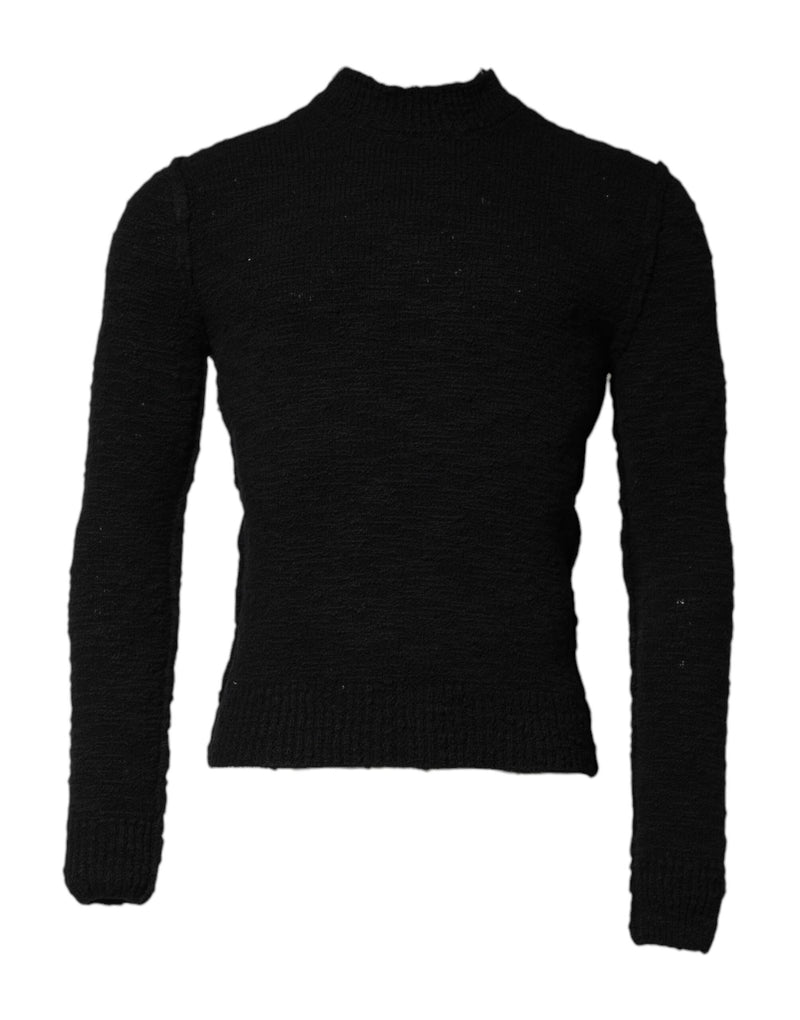 Pull en maille de laine noire à col rond Dolce & Gabbana