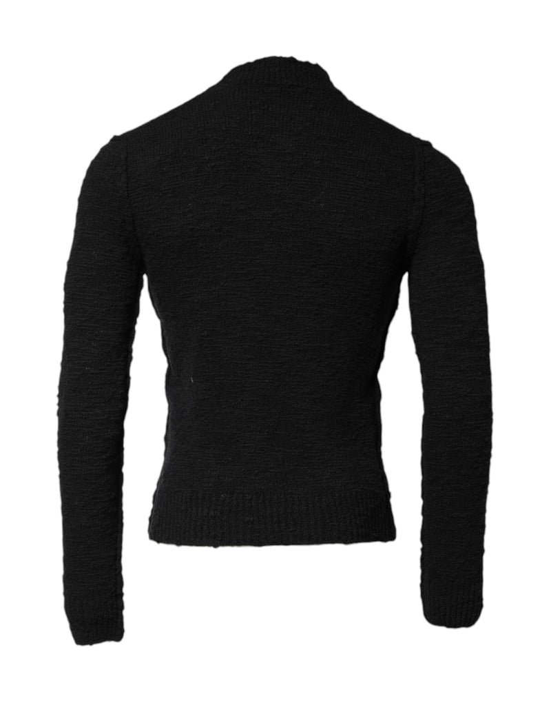 Pull en maille de laine noire à col rond Dolce & Gabbana