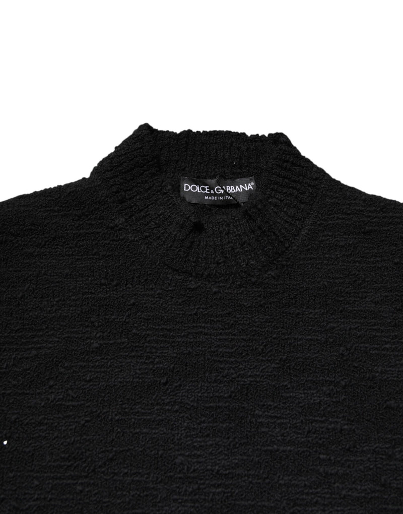 Pull en maille de laine noire à col rond Dolce & Gabbana