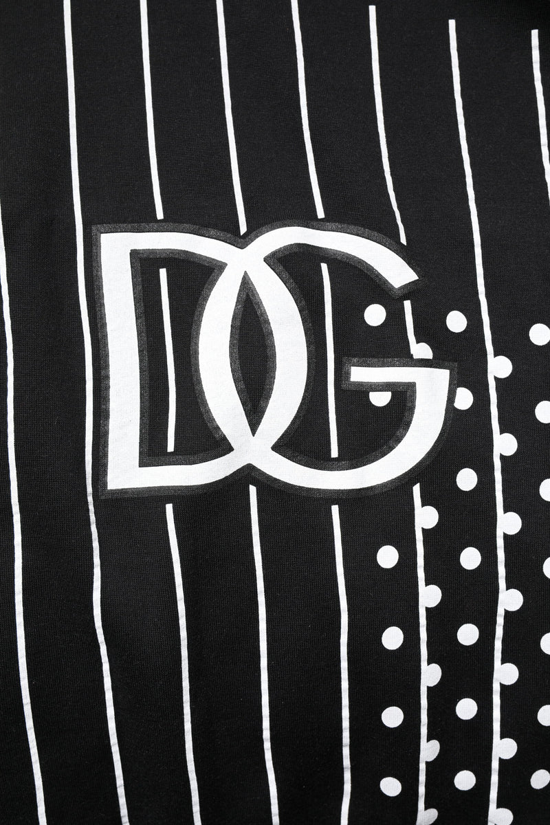 Dolce & Gabbana Black White Stripe Hooded Sweatshirt Sweater