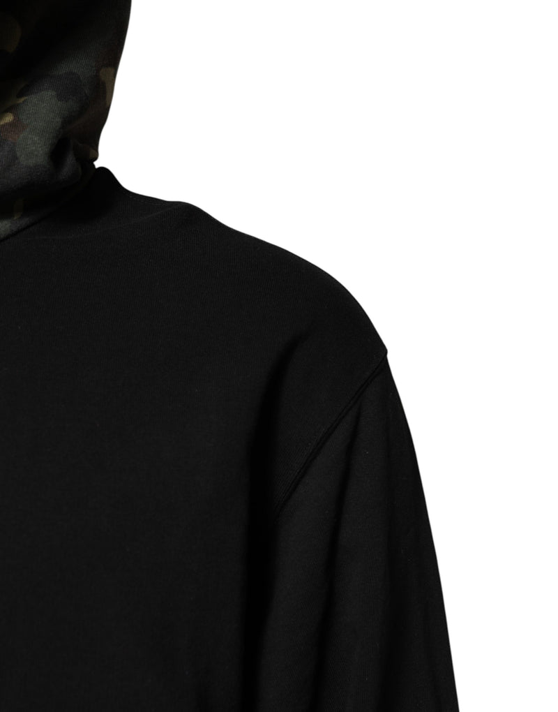 Dolce & Gabbana Black Camouflage Hooded Sweatshirt Sweater