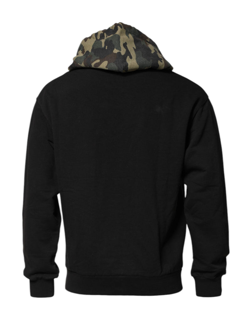Dolce & Gabbana Black Camouflage Hooded Sweatshirt Sweater