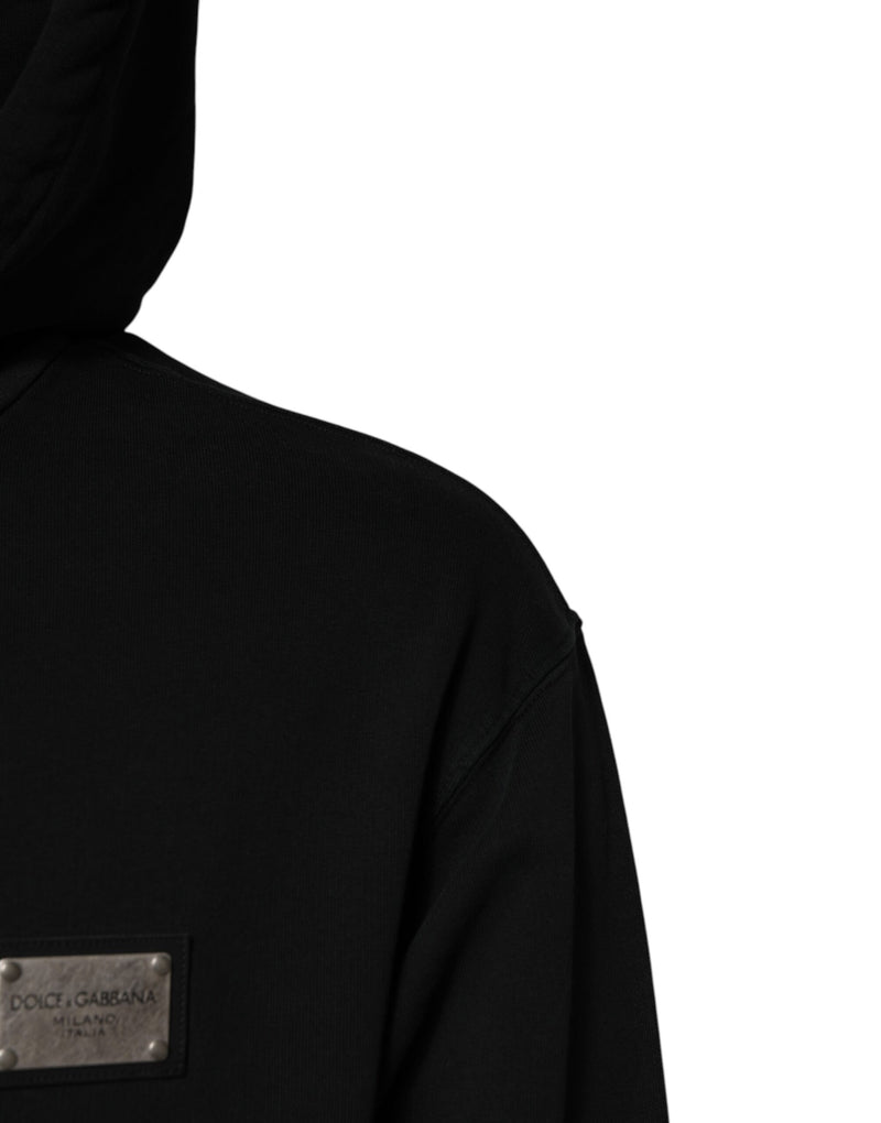 Sudadera Dolce & Gabbana negra para hombre con capucha, cremallera completa y logotipo