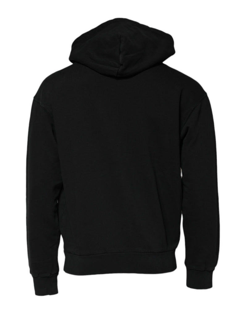 Sudadera Dolce & Gabbana negra para hombre con capucha, cremallera completa y logotipo