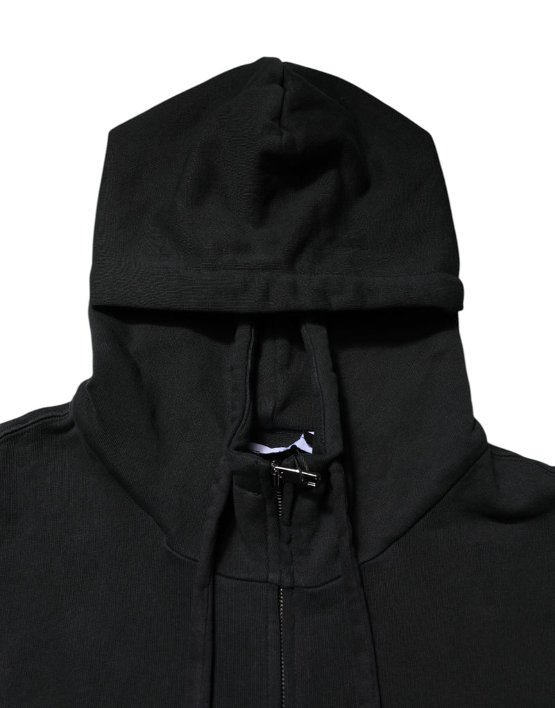 Sudadera Dolce & Gabbana negra para hombre con capucha, cremallera completa y logotipo