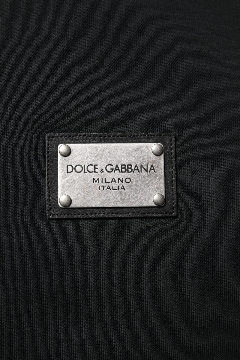 Sudadera Dolce & Gabbana negra para hombre con capucha, cremallera completa y logotipo
