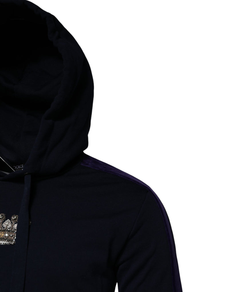 Sweat-shirt à capuche Dolce & Gabbana noir en coton avec couronne