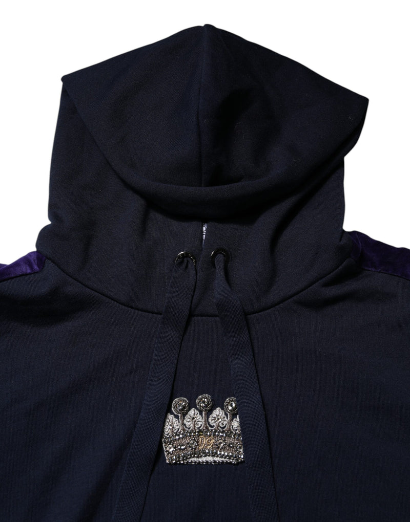 Sweat-shirt à capuche Dolce & Gabbana noir en coton avec couronne