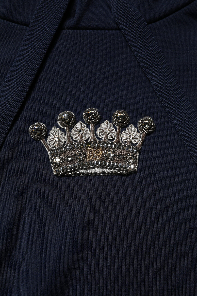 Sweat-shirt à capuche Dolce & Gabbana noir en coton avec couronne