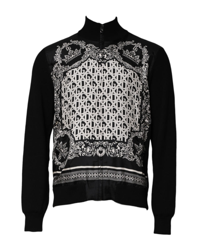 Pull zippé Dolce & Gabbana noir à imprimé bandana noir et blanc