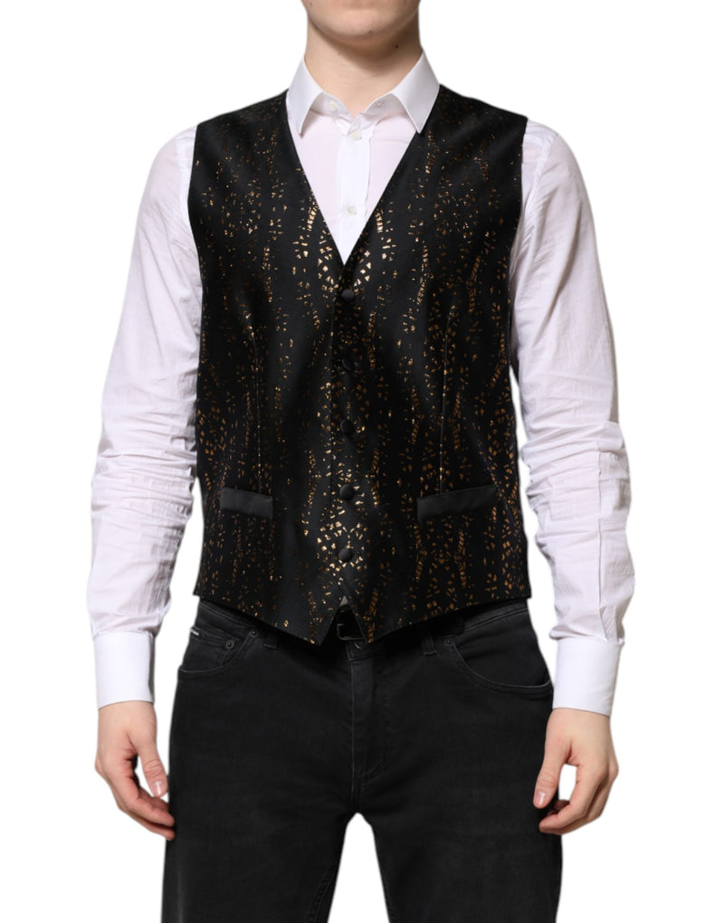 Colete social masculino Dolce & Gabbana preto de lurex