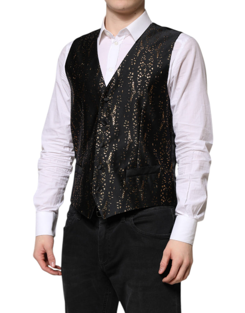 Colete social masculino Dolce & Gabbana preto de lurex