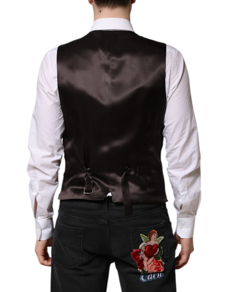 Colete social masculino Dolce & Gabbana de lã preta com listras